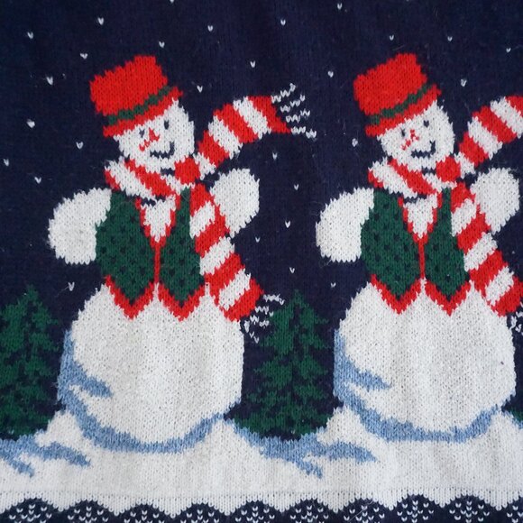 Vintage Nutcracker Navy Snowman Christmas Knit Sweater Fair Isle Holiday M - Picture 6 of 9